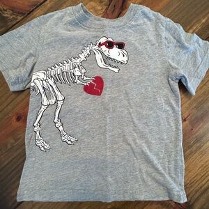 ✨Celebrate It Gray T-Rex Skeleton Kids Tee